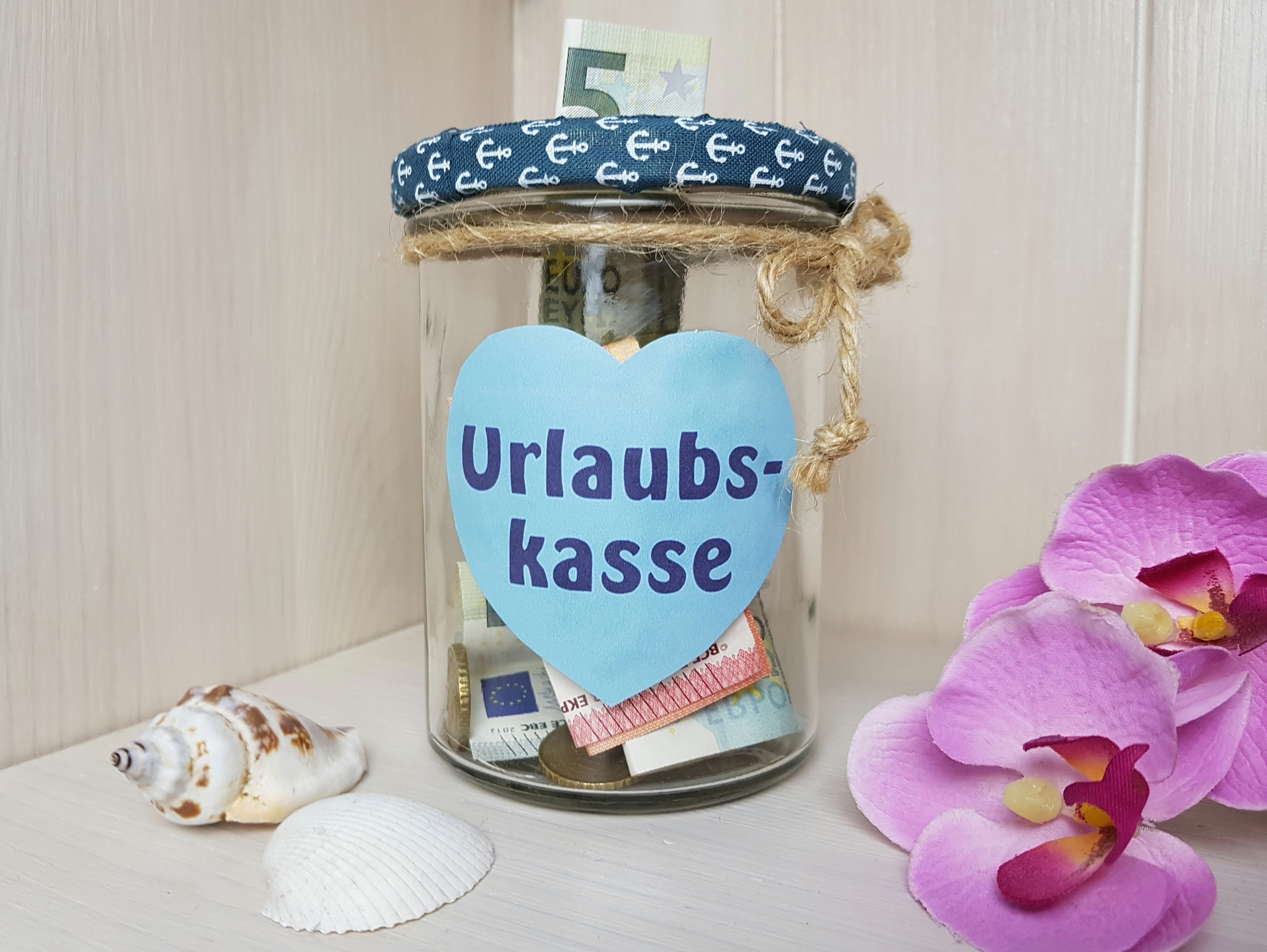 Altglas Upcycling Spardose Urlaubskasse