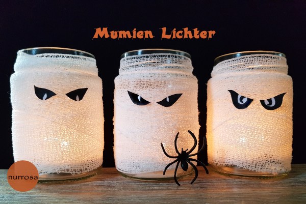Mumien Teelichter basteln Halloween