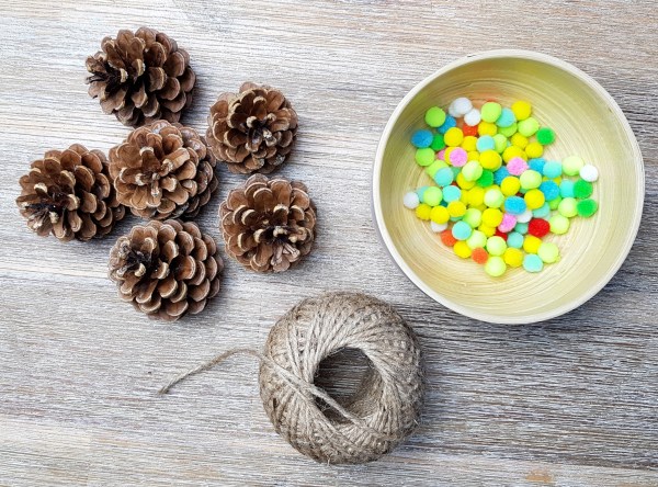 bunte Tannenzapfen basteln