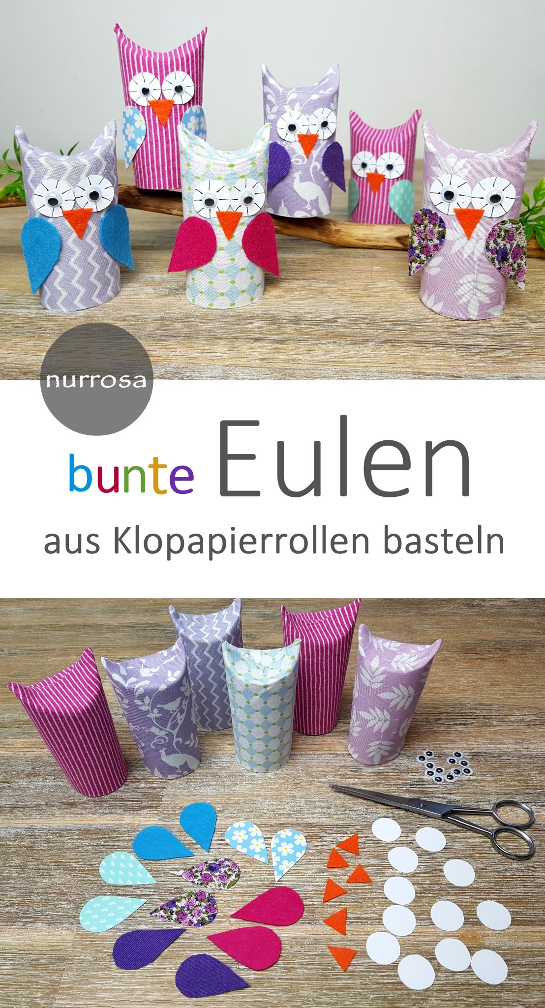 Eulen aus klopapierrollen basteln - Bastelanleitung