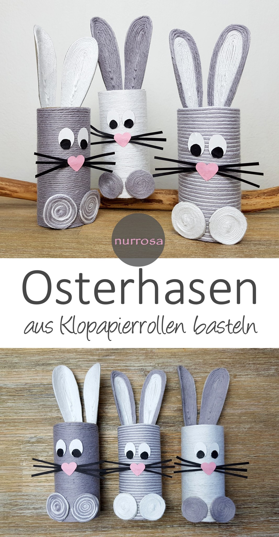 Osterhasen aus Klopapierrollen basteln