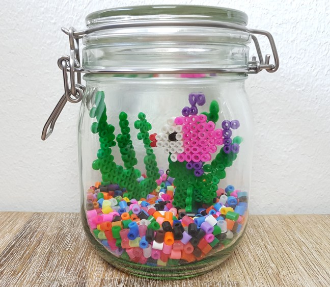Aquarium aus Bügelperlen basteln DIY
