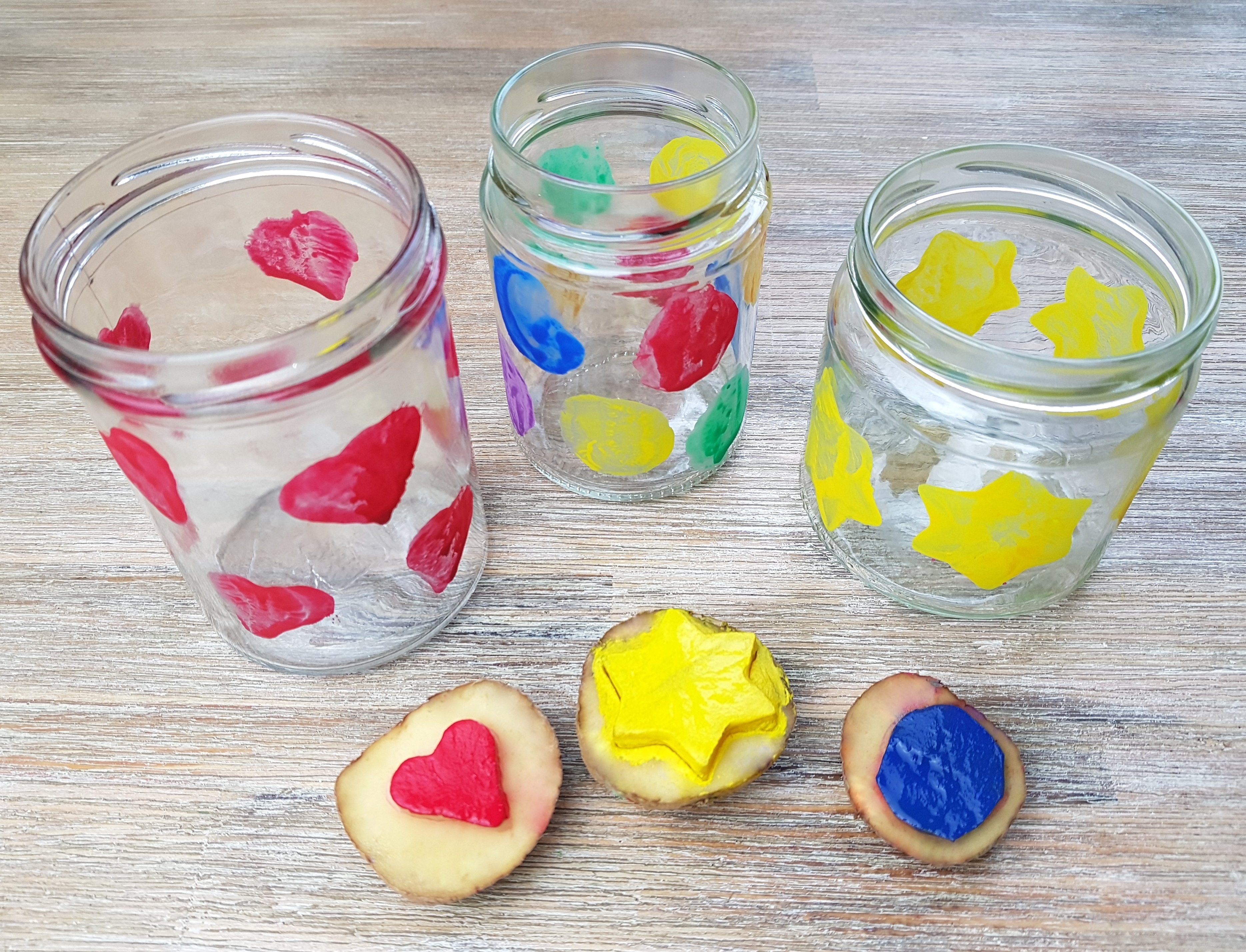 Kartoffeldruck Windlichter DIY